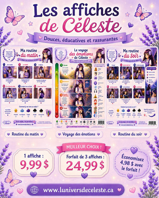 Ensemble bien-être Céleste – 3 affiches apaisantes ✨